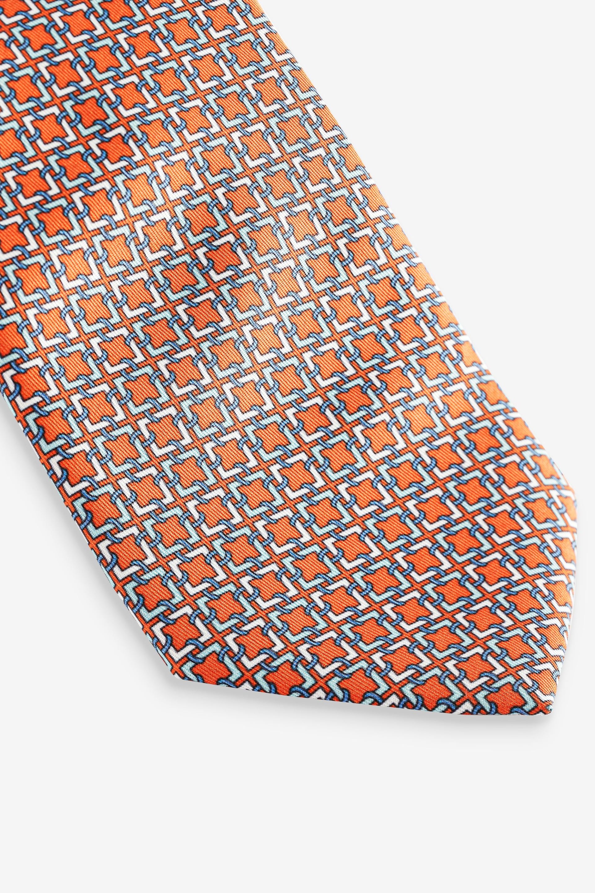 Orange Link Pattern Tie - Image 2 of 3