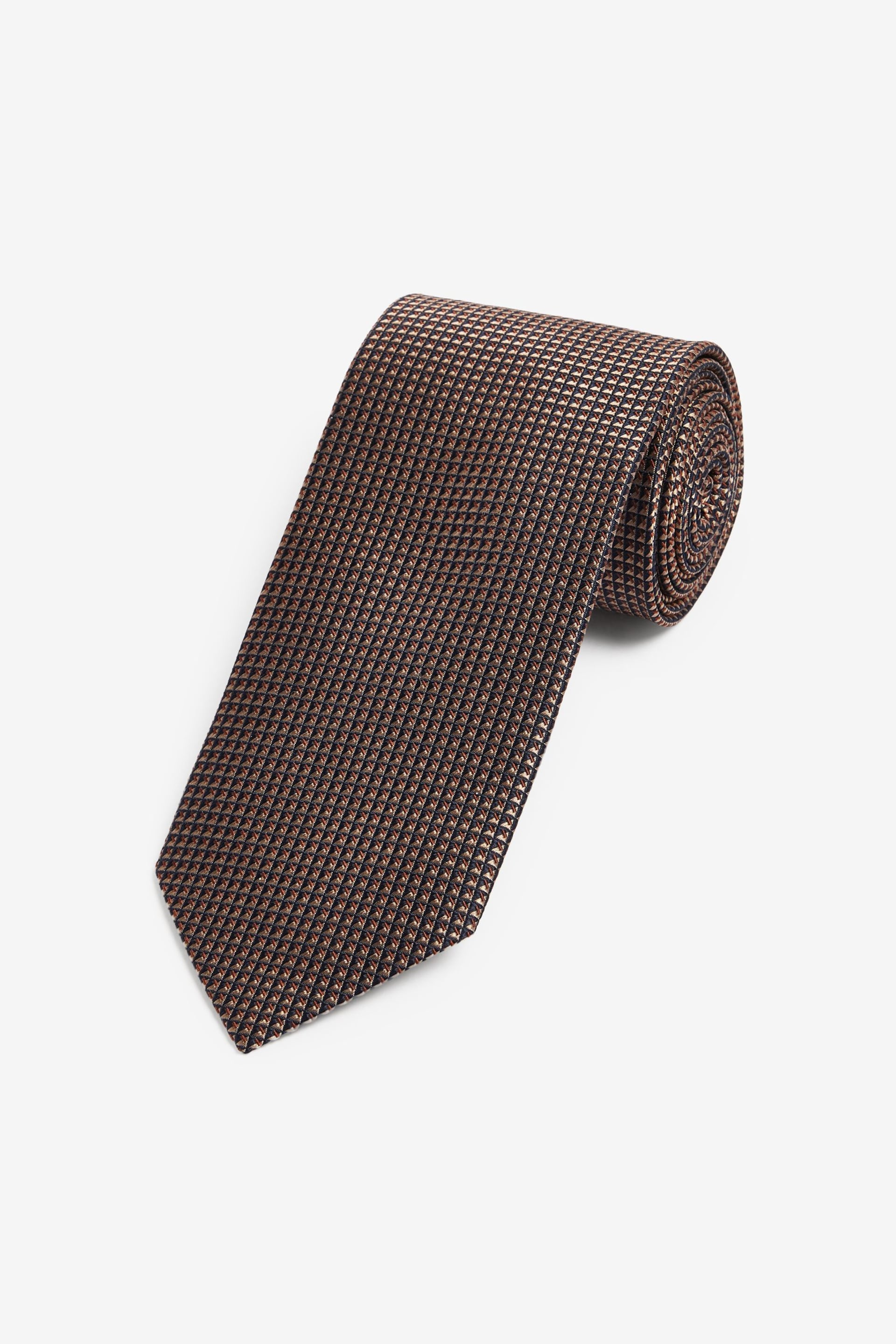 Dark Brown Textured Silk Tie - Image 1 of 3