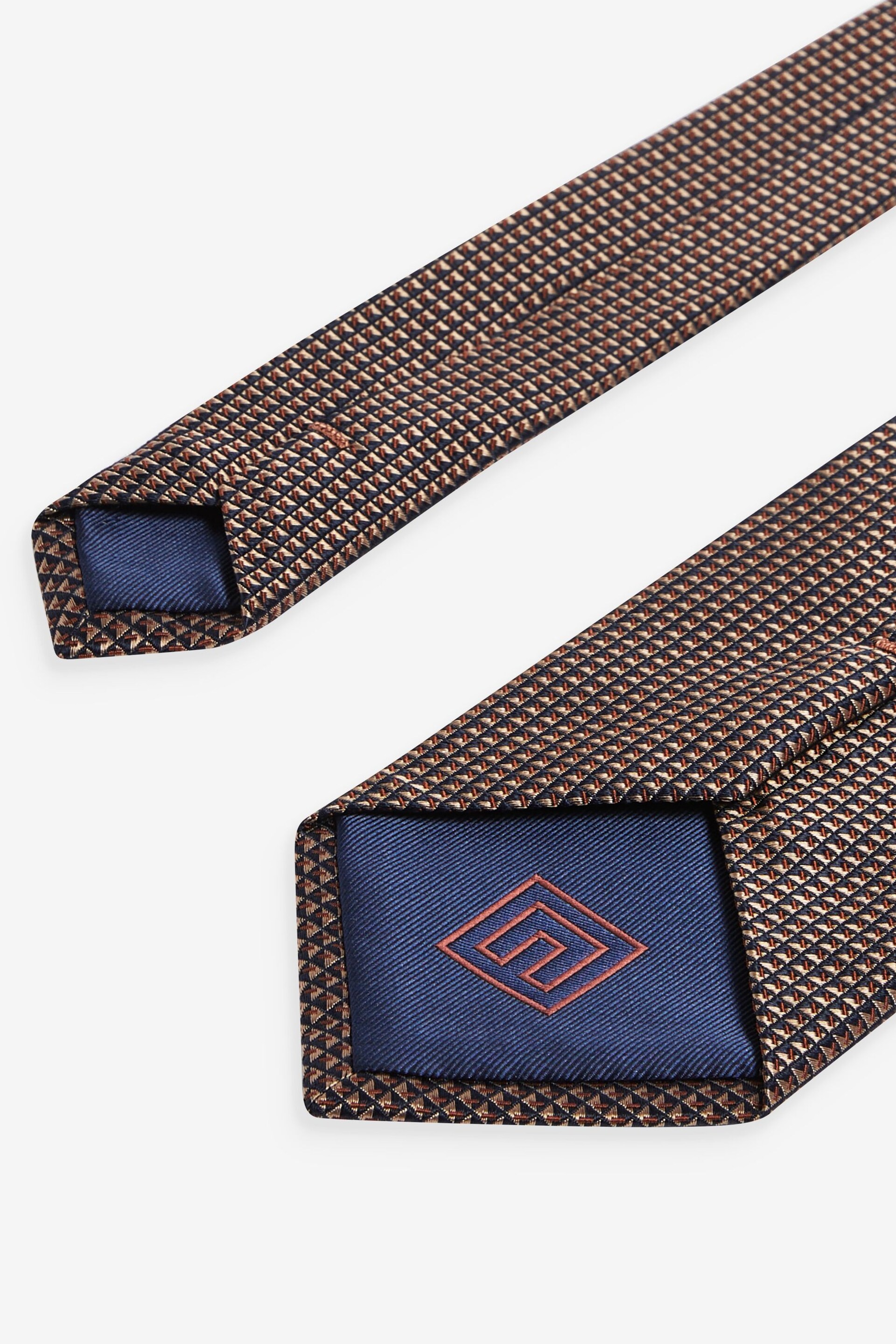 Dark Brown Textured Silk Tie - Image 3 of 3
