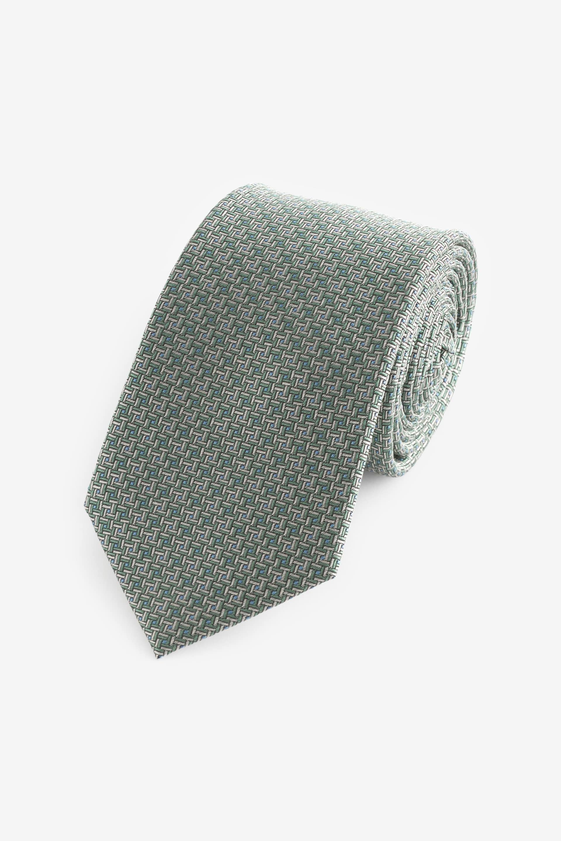 Green Textured Silk Tie - Image 1 of 3