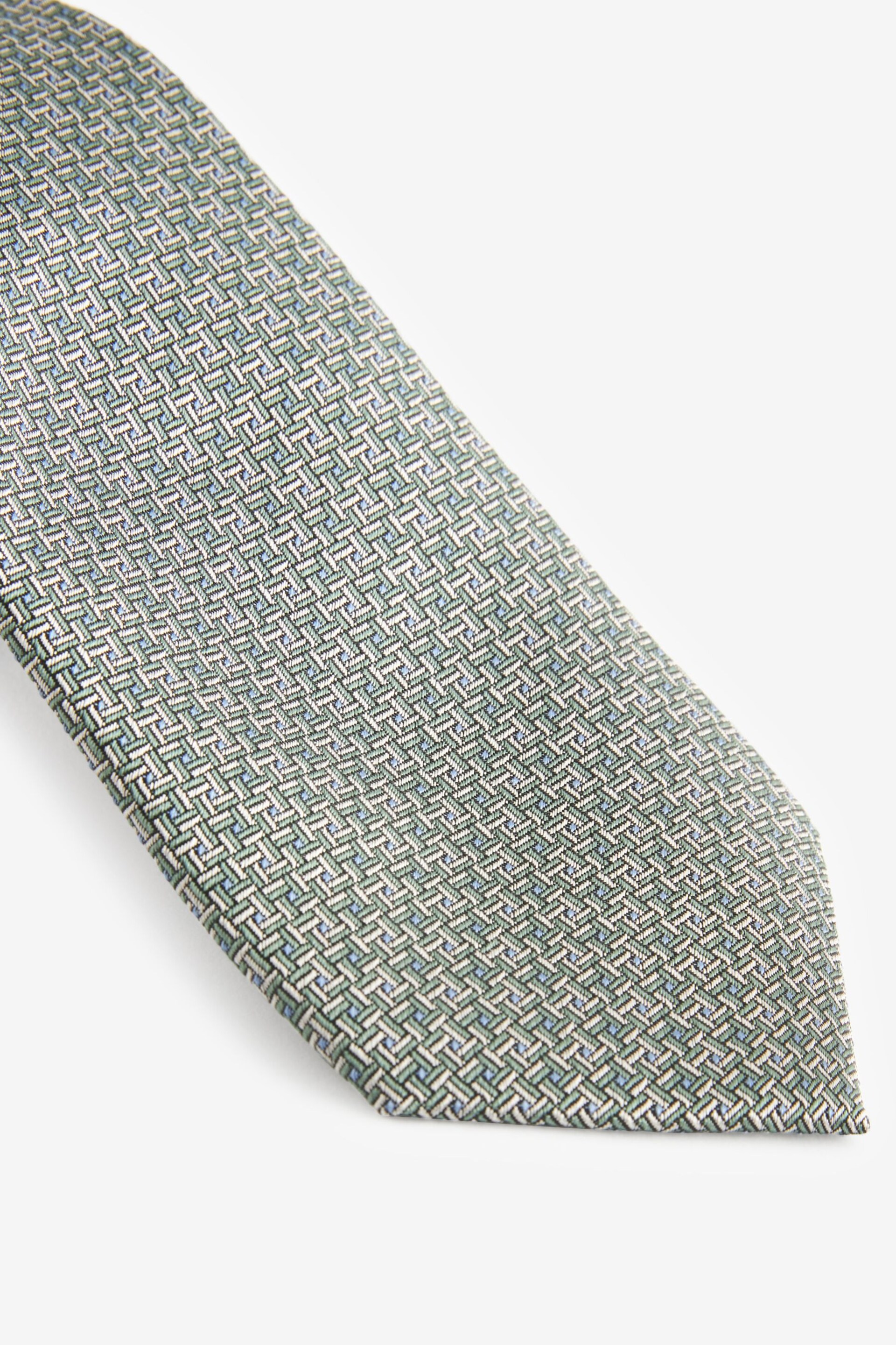 Green Textured Silk Tie - Image 2 of 3