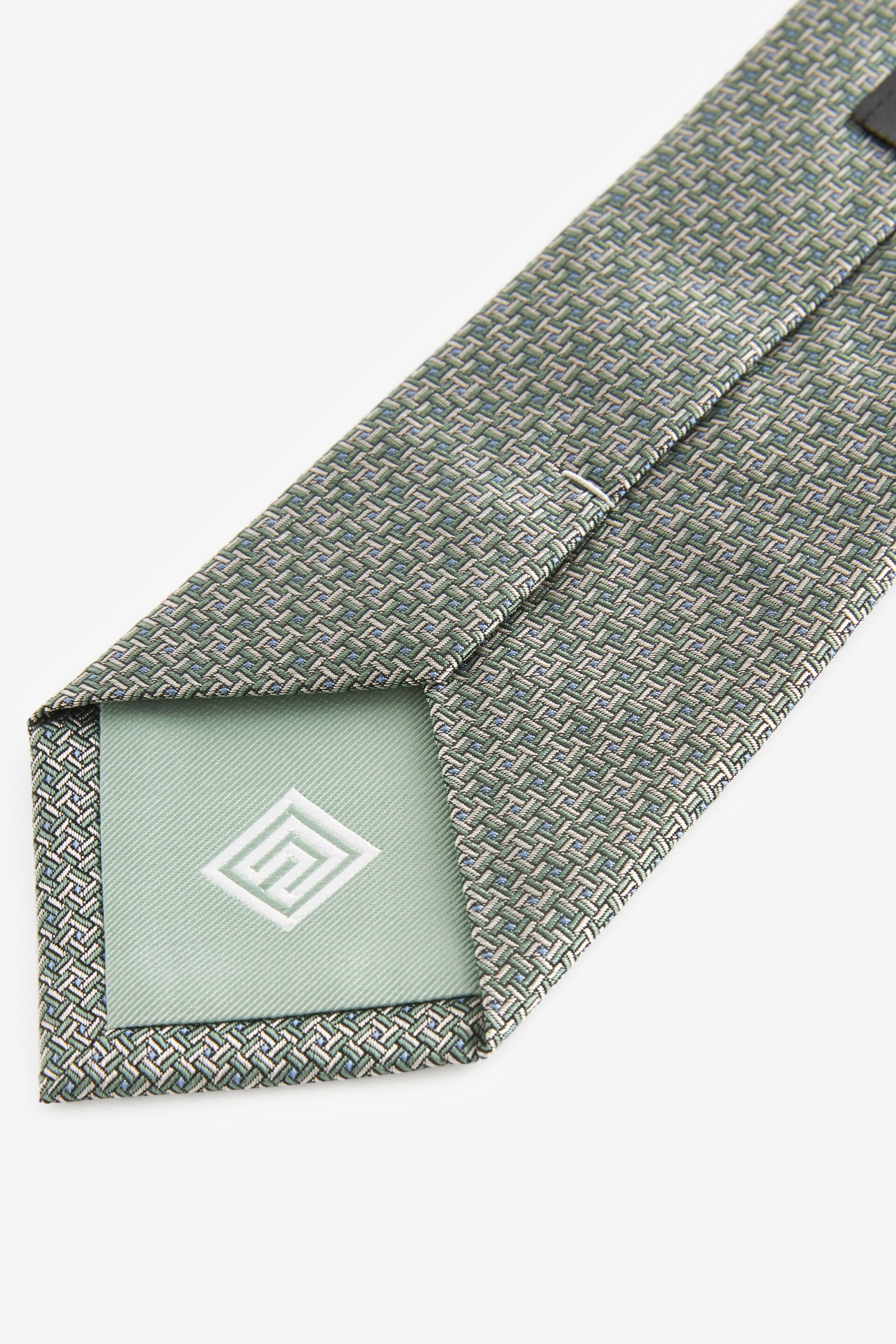 Green Textured Silk Tie - Image 3 of 3