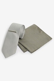 Light Grey/Grey Fish Print Tie And Pocket Square Set - Image 1 of 5