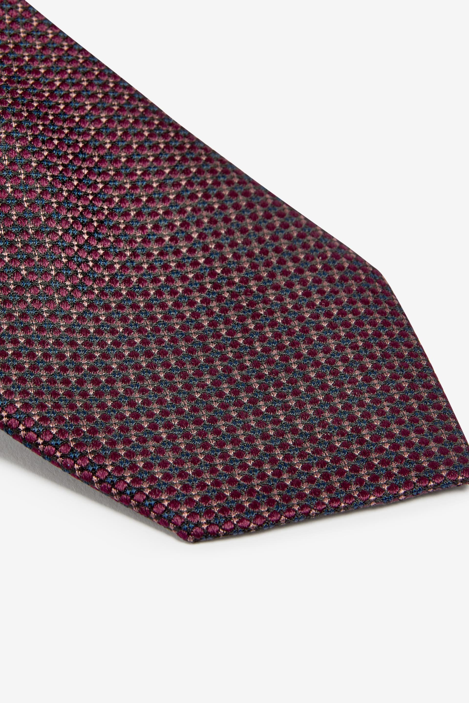 Burgundy Red Textured Silk Tie - Image 2 of 3