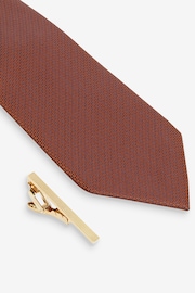 Neutral Brown/Rust Orange 2 Pack Textured Ties And Pocket Sqaure Set - Image 3 of 8