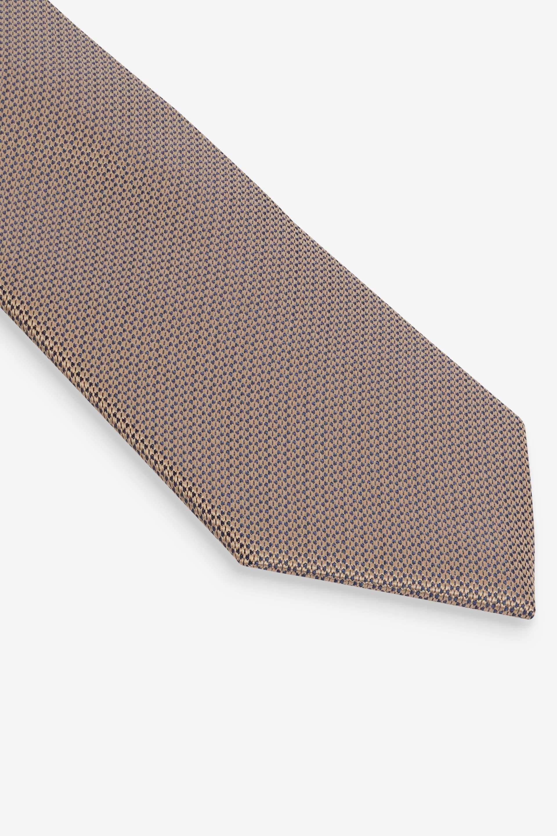 Neutral Brown/Rust Orange 2 Pack Textured Ties And Pocket Sqaure Set - Image 4 of 8