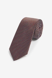 Navy Blue/Rust Brown Textured Tie With Tie Clips 2 Pack - Image 4 of 8