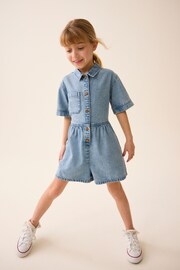 Blue Denim Shirt Playsuit (3-16yrs) - Image 2 of 7