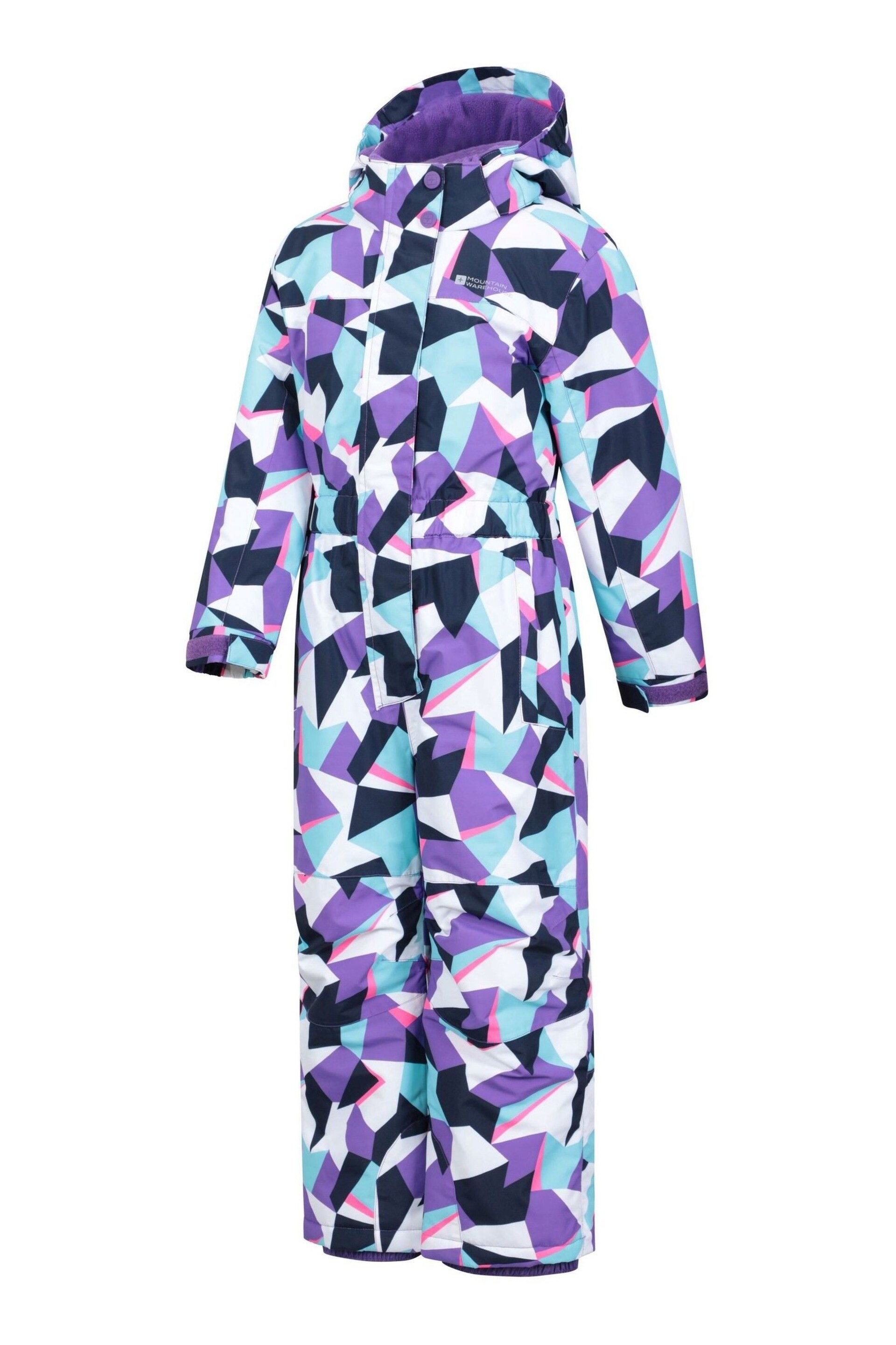 Mountain Warehouse Purple/White Kids Cloud Printed All in One Snowsuit - Image 4 of 6