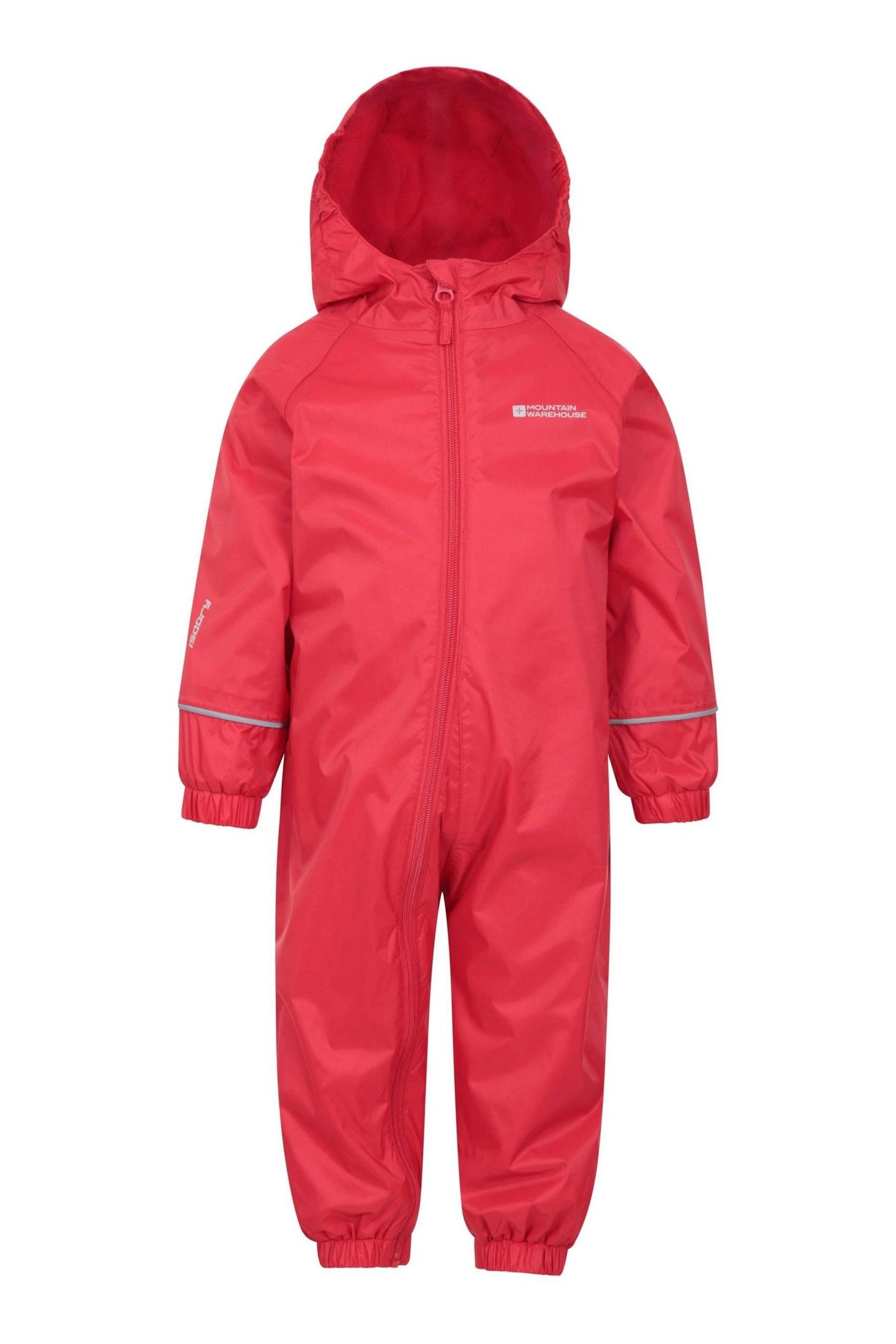 Mountain Warehouse Red Junior Spright Waterproof Fleece Lined Rainsuit - Image 1 of 5