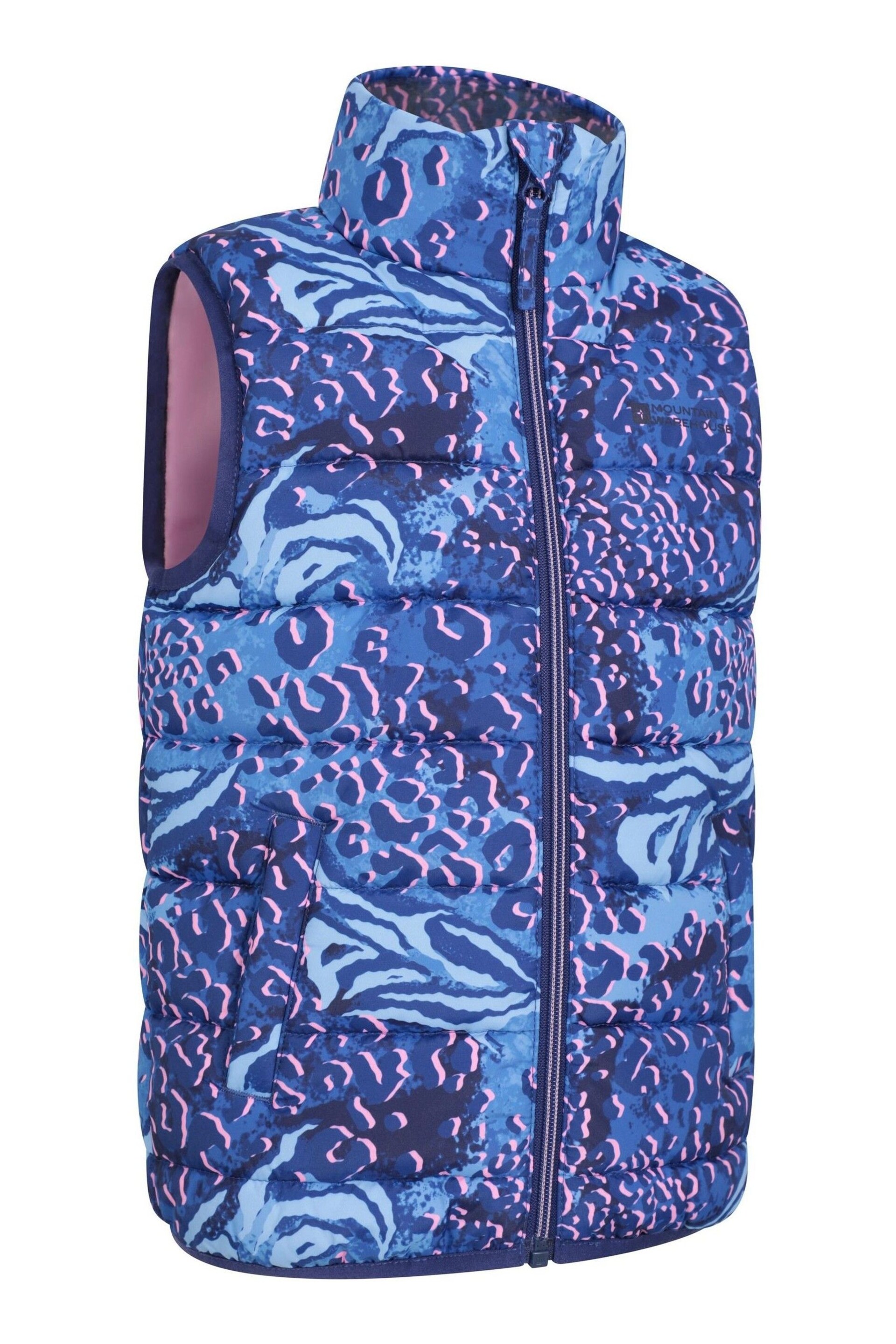 Mountain Warehouse Purple Dark Kids Rocko Printed Water Resistant Padded Gilet - Image 2 of 5