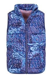 Mountain Warehouse Purple Dark Kids Rocko Printed Water Resistant Padded Gilet - Image 5 of 5