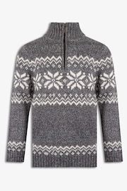 The Little Tailor Mens Cosy Quarter Zip Fairisle Pattern Knitted Christmas Jumper - Image 3 of 5