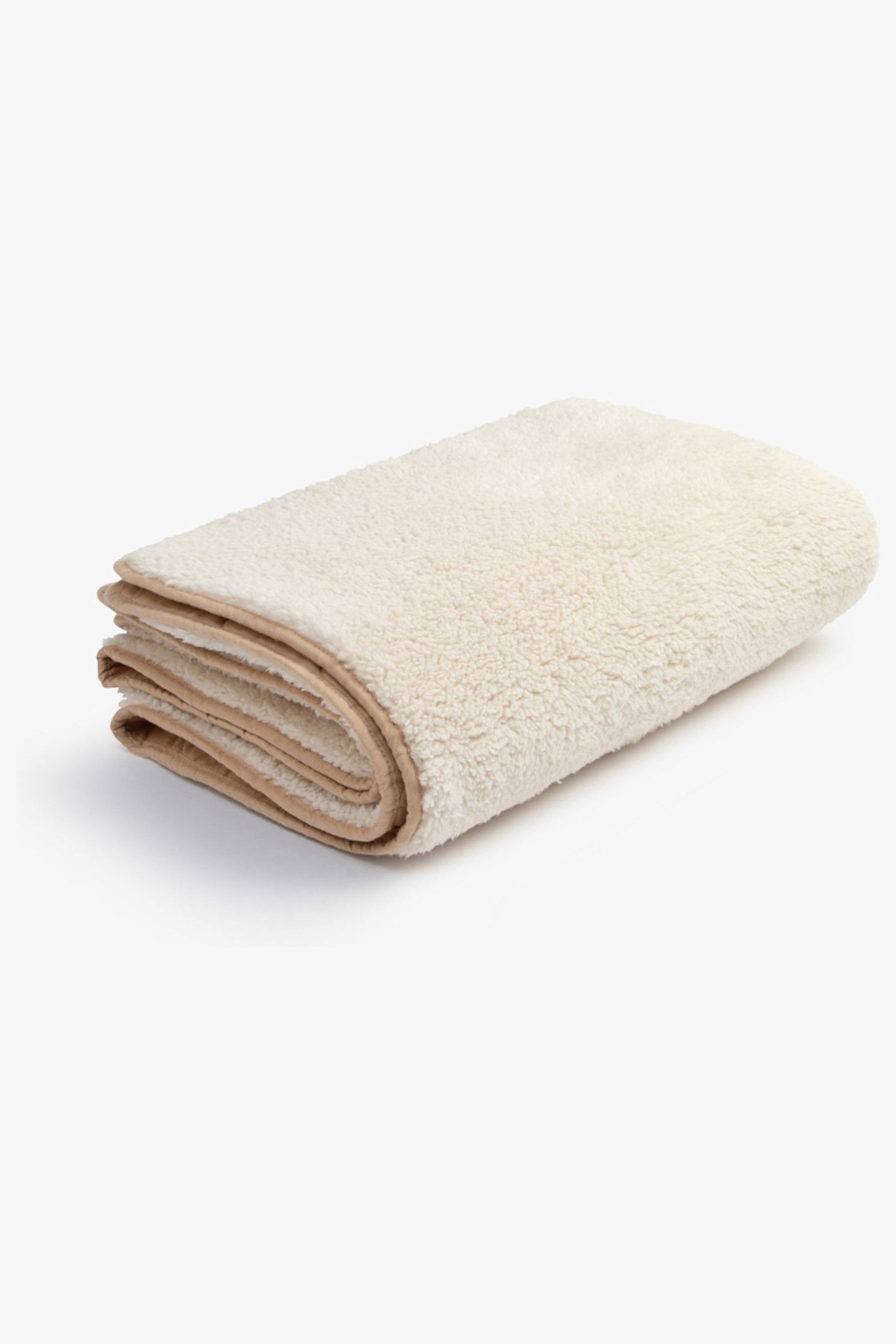 The Little Tailor Quilted Reversible Sherpa Fleece Lined Borg Baby Blanket one NATURAL