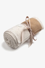 The Little Tailor Natural Knitted Stripe Baby Blanket - Image 2 of 4