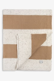 The Little Tailor Natural Knitted Stripe Baby Blanket - Image 3 of 4