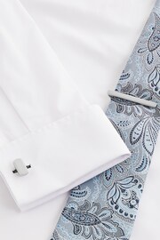 Silver Rectangle Textured Cufflink And Tie Clip Set - Image 4 of 4