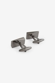 Gun Metal Rectangle Edge Cufflinks - Image 2 of 4