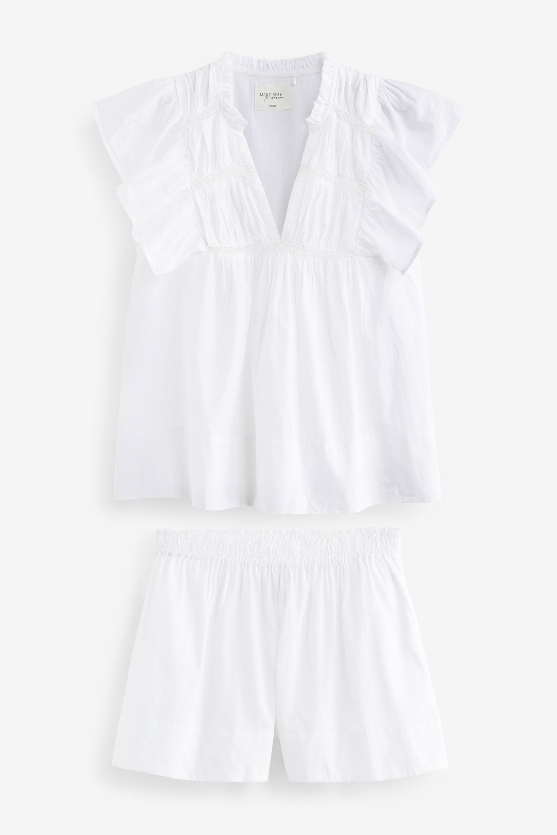 White Lightweight Cotton Short Set Pyjamas - Image 7 of 10