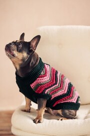 Pink/Green Bright Stripe Dog Jumper - Image 2 of 4