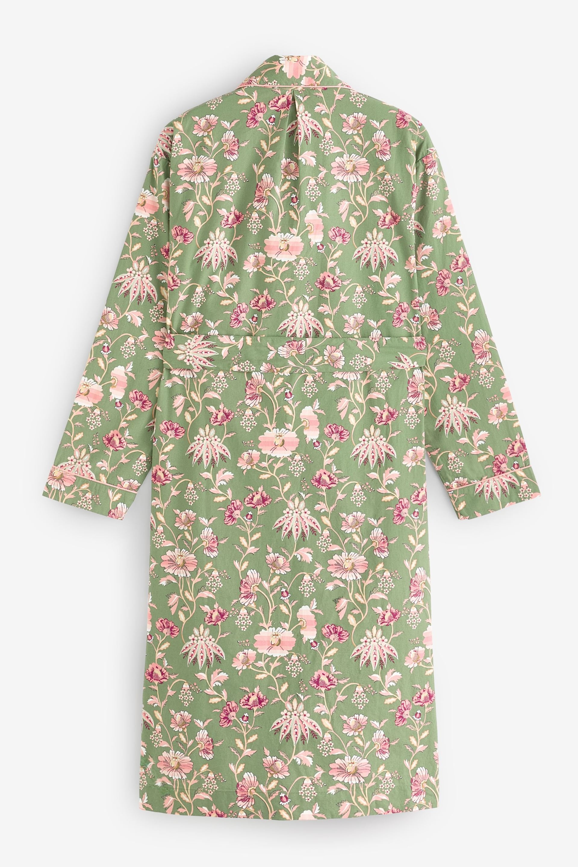 Cath Kidston Green Floral Cotton Poplin Wrap Dressing Gown - Image 2 of 2