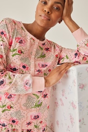 Cath Kidston Pink Floral Print Cotton Henley Pyjamas - Image 3 of 12