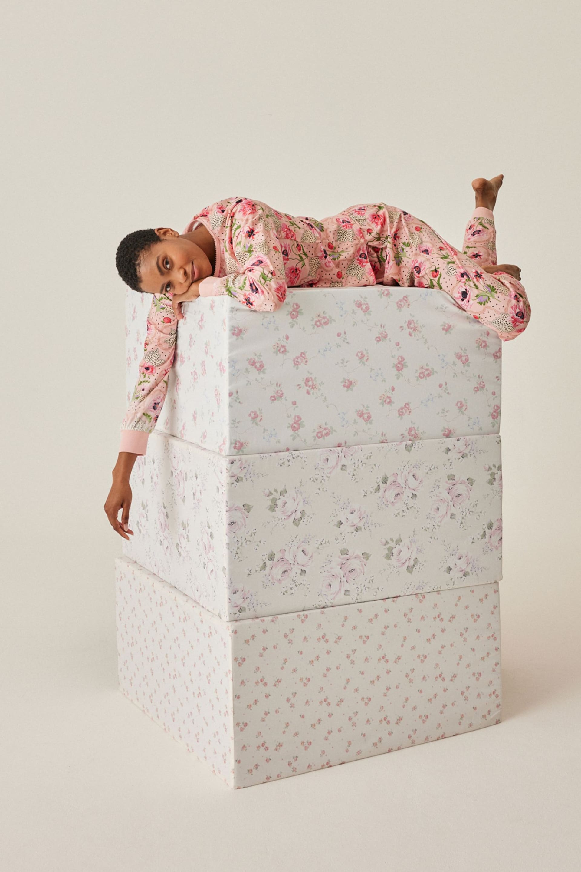 Cath Kidston Pink Floral Print Cotton Henley Pyjamas - Image 6 of 12