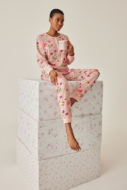 Cath Kidston Pink Floral Print Cotton Henley Pyjamas - Image 7 of 12