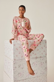 Cath Kidston Pink Floral Print Cotton Henley Pyjamas - Image 8 of 12