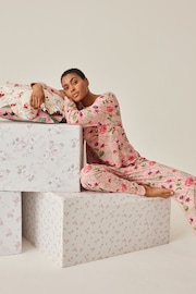 Cath Kidston Pink Floral Print Cotton Henley Pyjamas - Image 9 of 12