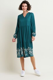 Brakeburn Blue Anwen Embroidered Sleeve & Hem Midi Dress - Image 3 of 4