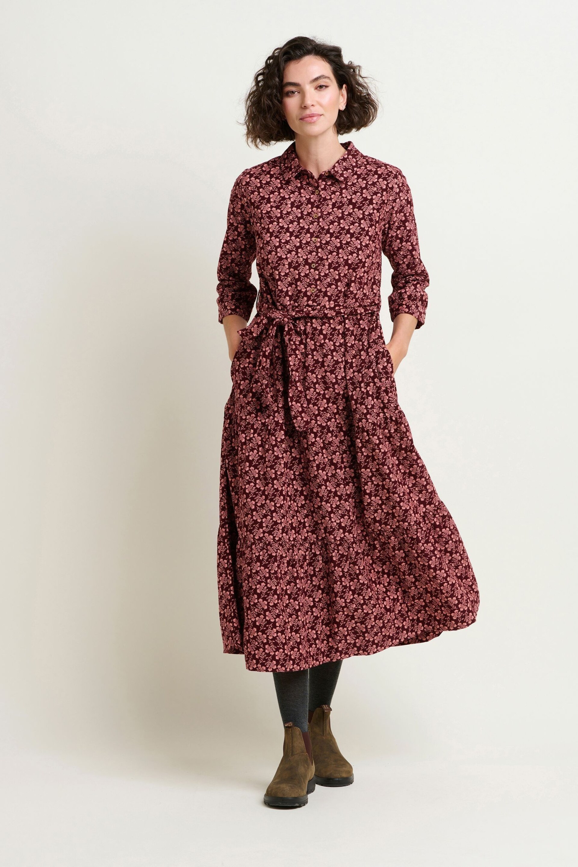 Brakeburn Maroon Thistle Cord Maxi Dress - Image 1 of 4