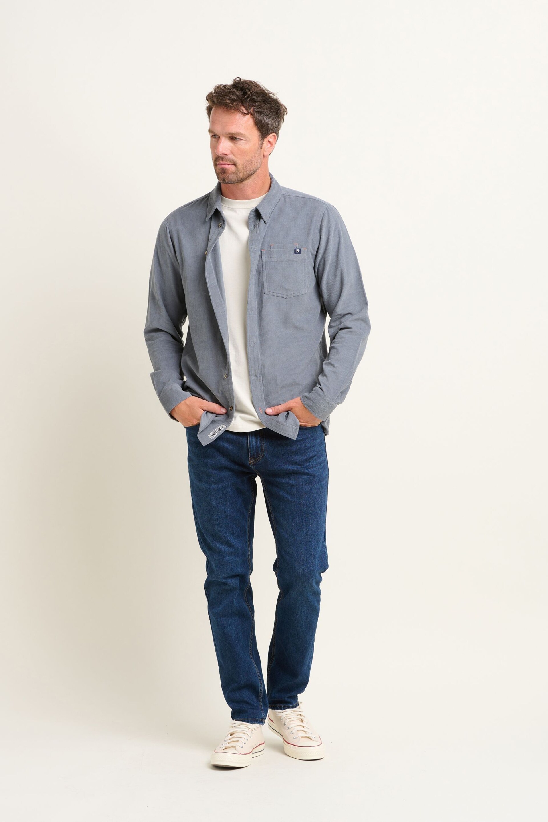 Brakeburn Blue Corduroy Shirt - Image 3 of 4