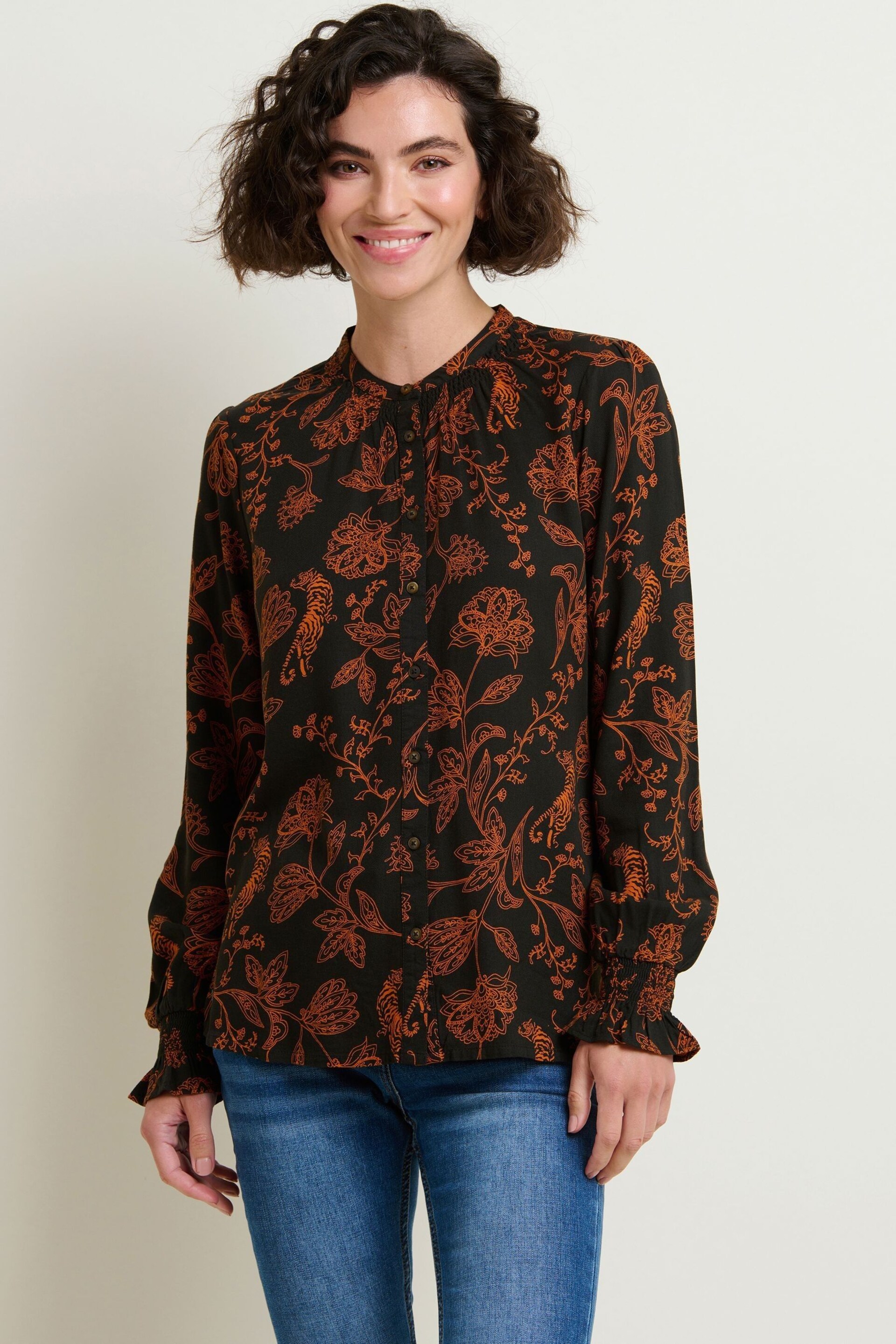 Brakeburn Natural Henna Trail Button Through Blouse - Image 1 of 4