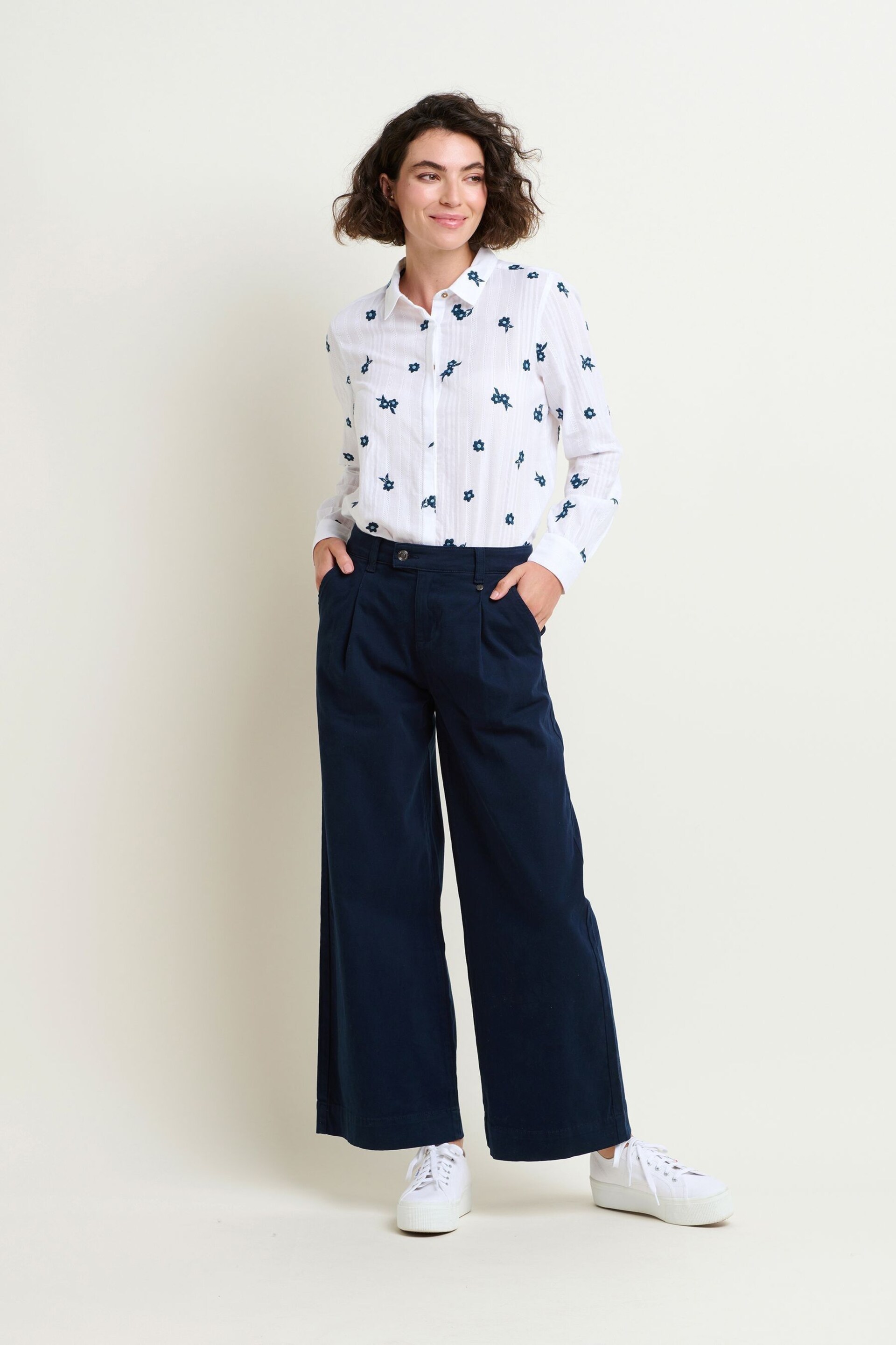 Brakeburn Blue Double Pleat Front Trousers - Image 1 of 4
