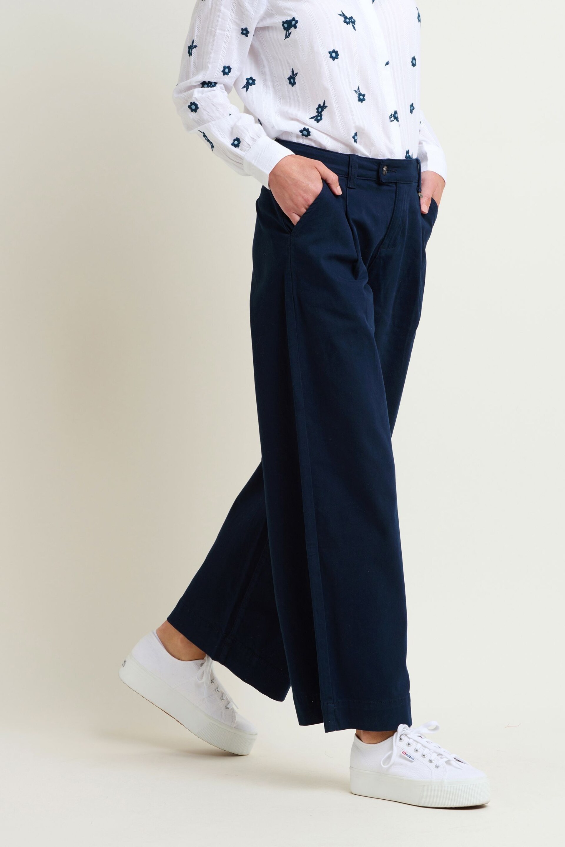 Brakeburn Blue Double Pleat Front Trousers - Image 3 of 4