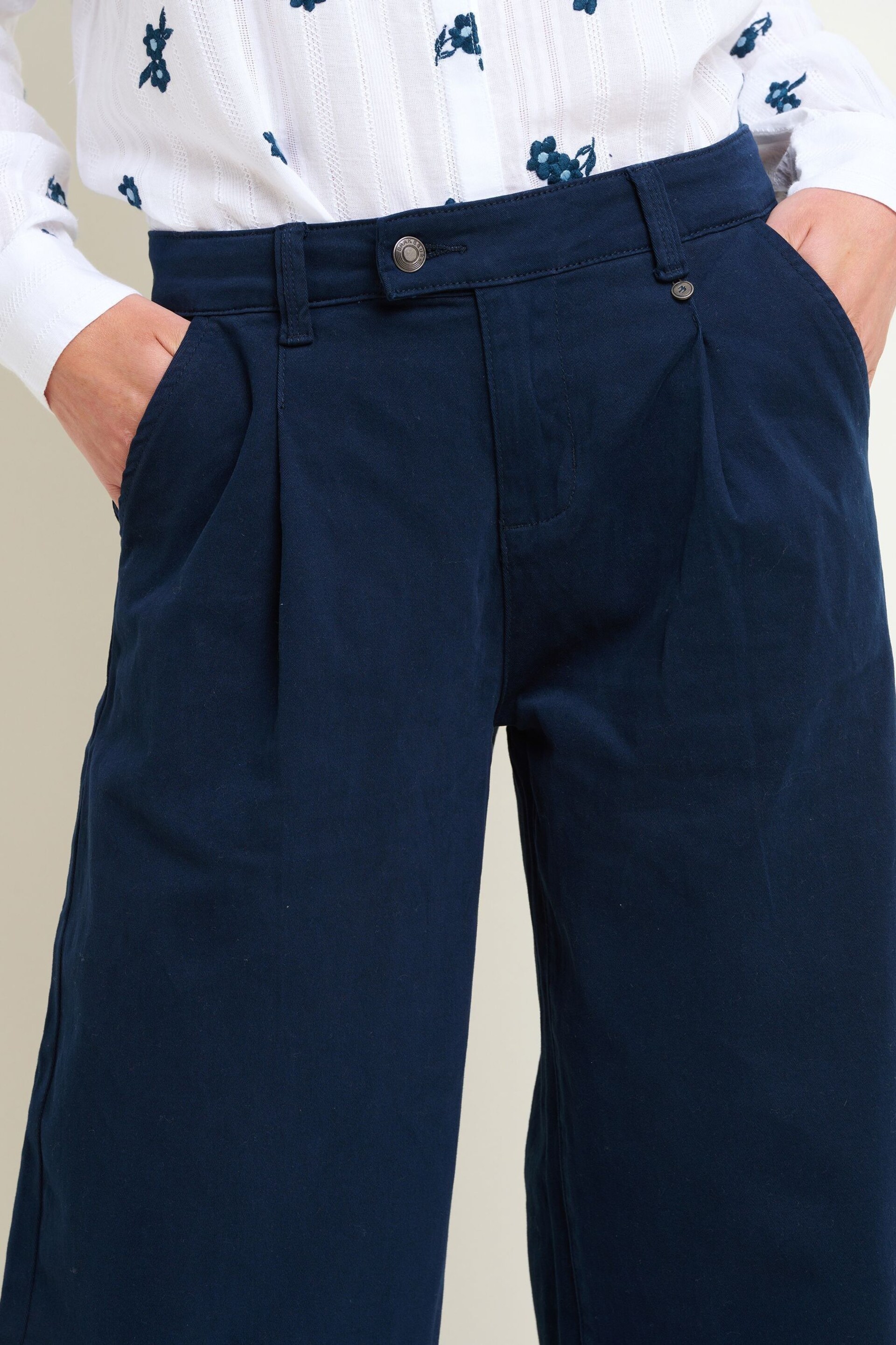 Brakeburn Blue Double Pleat Front Trousers - Image 4 of 4