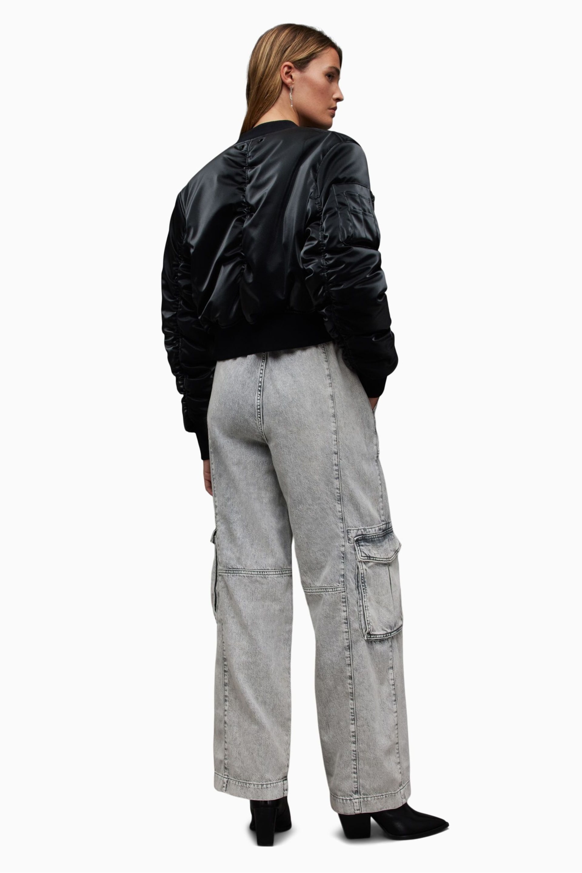 AllSaints Grey Frieda Straight Trousers - Image 3 of 7
