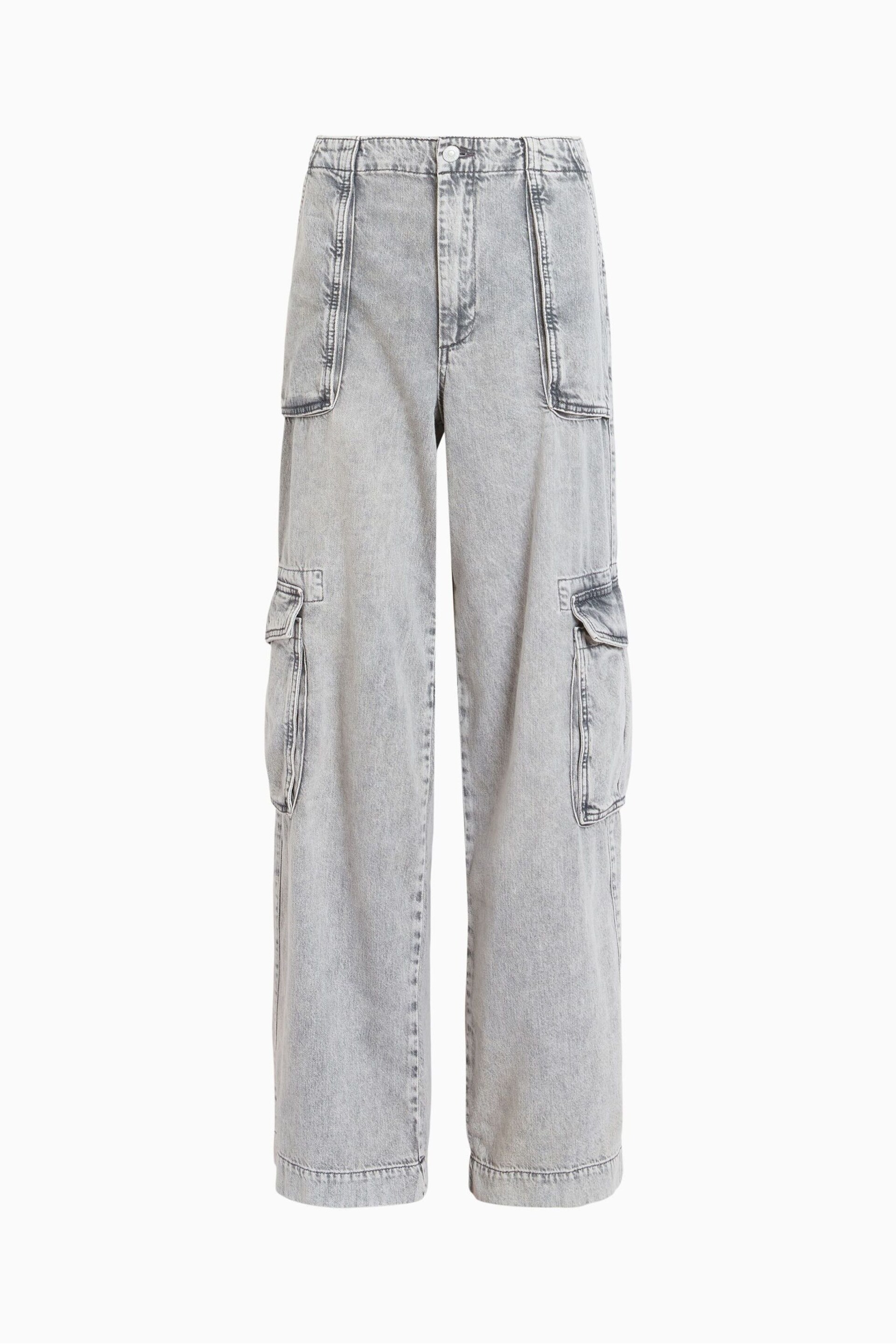 AllSaints Grey Frieda Straight Trousers - Image 7 of 7