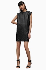 AllSaints Black Pinstud Mika Dress - Image 3 of 6