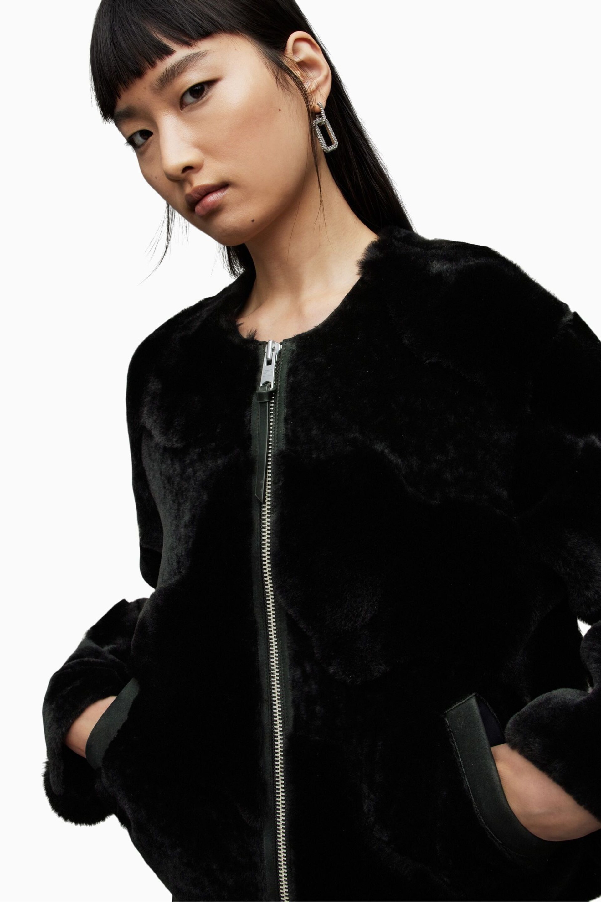 AllSaints Black Hania Jacket - Image 6 of 8