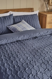 Navy Textured Embossed Square Duvet Cover and Pillowcase Set - Image 2 of 3