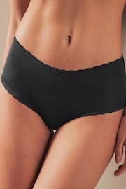 Black Midi Microfibre and Lace Trim Knickers 3 Pack - Image 2 of 6