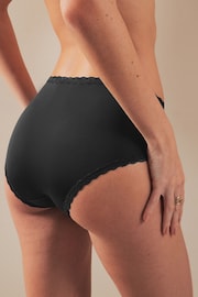 Black Midi Microfibre and Lace Trim Knickers 3 Pack - Image 3 of 6