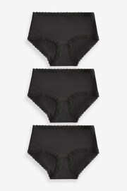Black Midi Microfibre and Lace Trim Knickers 3 Pack - Image 6 of 6