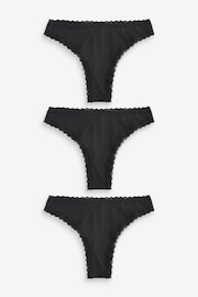Black Brazilian Microfibre and Lace Trim Knickers 3 Pack - Image 5 of 6