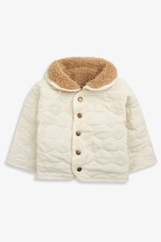 The Little Tailor Baby Natural Quilted Reversible Plush Lined Sherpa Fleece Jacket - Image 1 of 8
