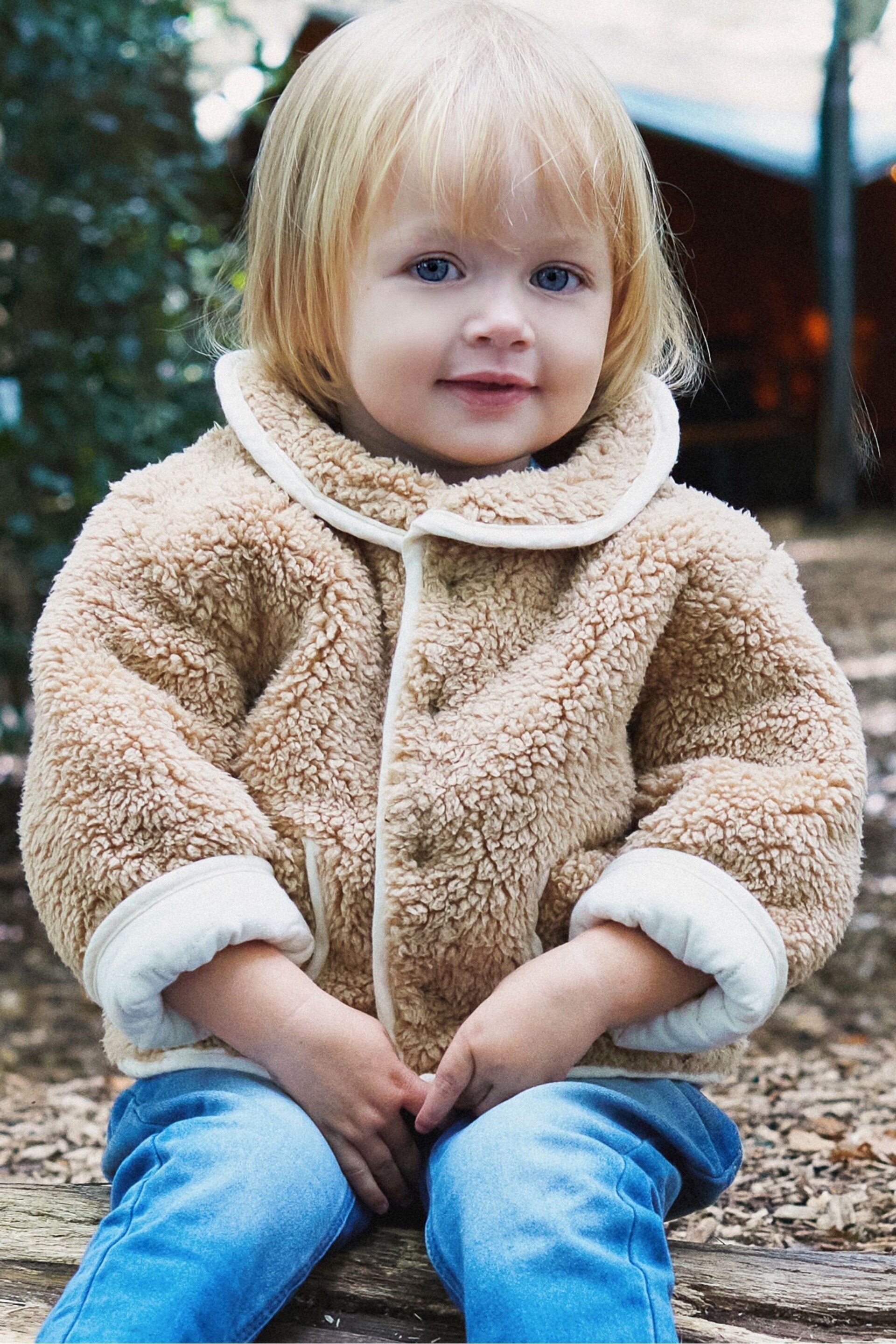 The Little Tailor Baby Natural Quilted Reversible Plush Lined Sherpa Fleece Jacket - Image 7 of 8