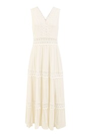 Yumi White Lace Trim Cotton Midi Sun Dress - Image 5 of 5