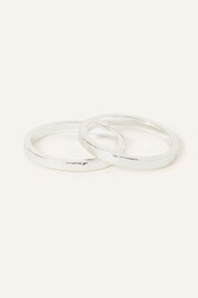 Accessorize Silver Tone Sterling Textured Rings 2 Pack - Image 2 of 3